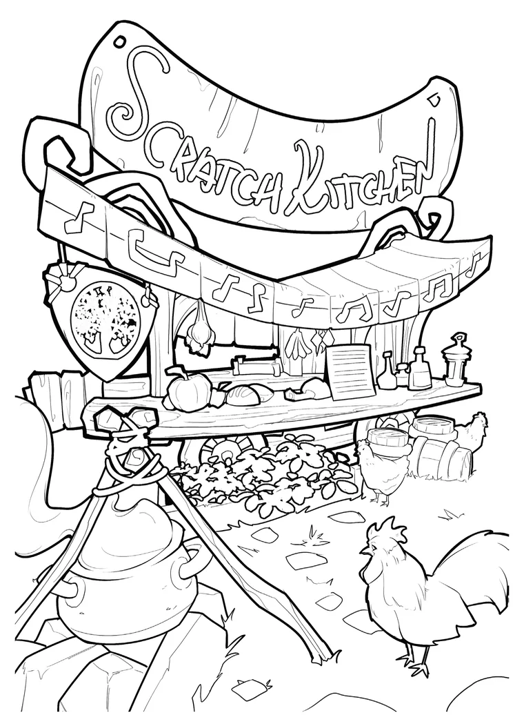 Coloring page one: the Scratch Kitchen food truck window
